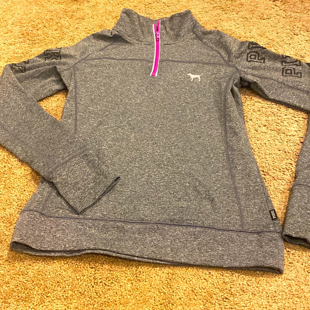 VICTORIAS SECRET PINK 3/4 zip sweatshirt jacket Sz small S gray